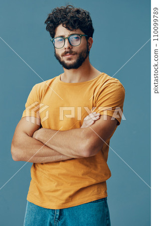 Portrait expression face casual men guy young beard person handsome adult Portrait expression face casual men guy young beard person handsome adult 110099789