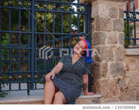 female summer old town walk in Antalya Turkey 110100088