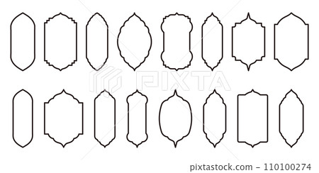 Enchanting Outline Collection of Oriental Style Islamic Ramadan Kareem and Eid Mubarak Windows and Arches. Modern Design Featuring Doors, Mosque Domes, and Lanterns. Enchanting Outline Collection of Oriental Style Islamic Ramadan Kareem and Eid Mubarak Windows and Arches. Modern Design Featuring Doors, Mosque Domes, and Lanterns. 110100274