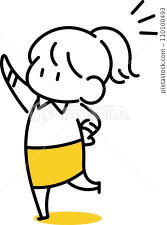 woman pointing diagonally upwards 110100493