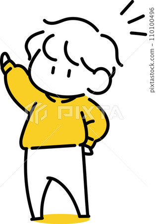 man pointing diagonally upward 110100496