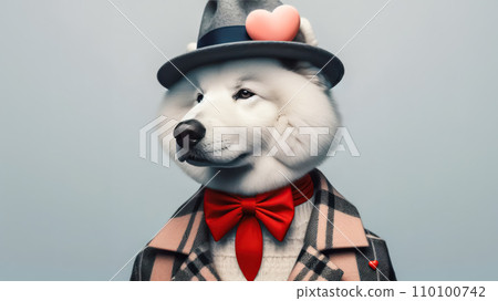 Fashion dog portrait in Valentine's day concept. 110100742