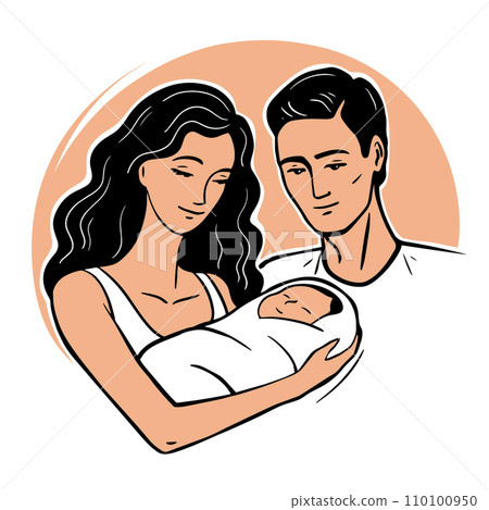 Young mother and father with a baby Young mother and father with a baby 110100950