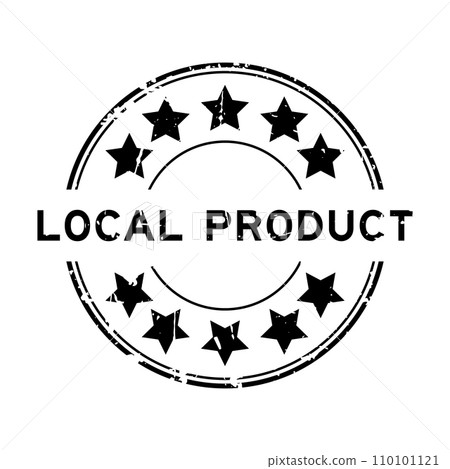 Grunge black local product word with star icon round rubber seal stamp on white background Grunge black local product word with star icon round rubber seal stamp on white background 110101121