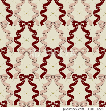 古色古香的紅色和粉紅色絲帶無縫圖案 110101228