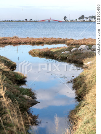 lake view with sky reflection 110101496