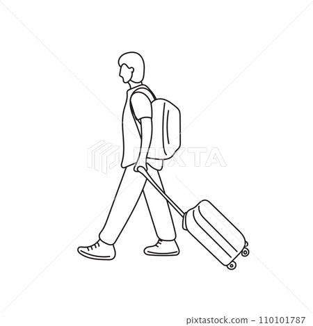man pulling rolling bag illustration vector hand drawn isolated on white background man pulling rolling bag illustration vector hand drawn isolated on white background 110101787