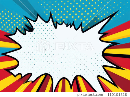 Pop art halftone background. Comic starburst pattern. Blue banner with star speech bubble Pop art halftone background. Comic starburst pattern. Blue banner with star speech bubble 110101818