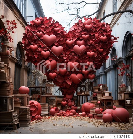 Postcard. The background of love is pink. Festive illustration. Beautiful red abstract background. Banner template. Postcard. The background of love is pink. Festive illustration. Beautiful red abstract background. Banner template. 110102418