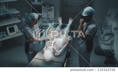 Diverse surgeons in AR headsets perform AI-assisted surgery 110102556