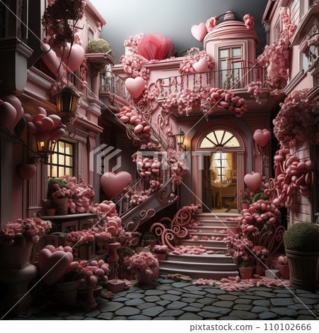 Postcard. The background of love is pink. Festive illustration. Beautiful red abstract background. Banner template. Postcard. The background of love is pink. Festive illustration. Beautiful red abstract background. Banner template. 110102666