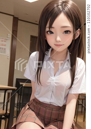 AI-generated image of a cute high school girl 110102702