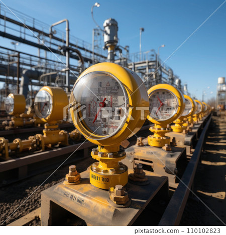 Pressure gauge mounted on pipeline 110102823