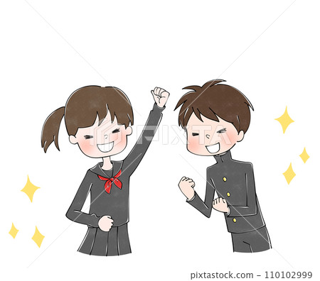 穿著制服的積極主動的男女學生 110102999