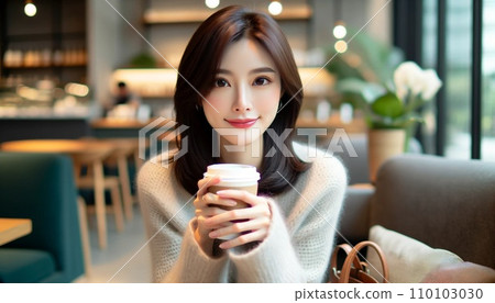 Women who drink coffee at a cafe 110103030
