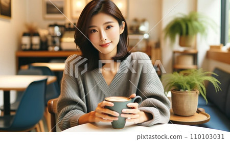 在一家咖啡館放鬆的女人 在一家咖啡館放鬆的女人 110103031