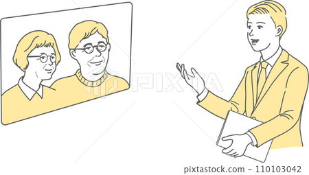 Business Person Male Consultation Online Elderly Couple Yellow Business Person Male Consultation Online Elderly Couple Yellow 110103042