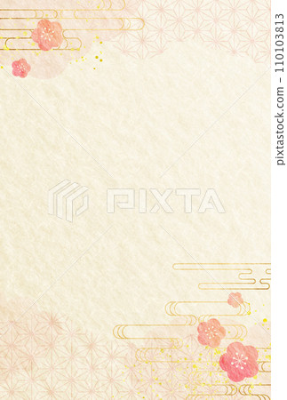 梅花賀年片，日式，金色，奢華，雲彩，日本紙背景 110103813