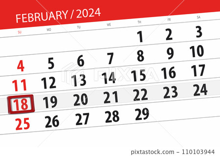 Calendar 2024, deadline, day, month, page, organizer, date, February, sunday, number 18 110103944