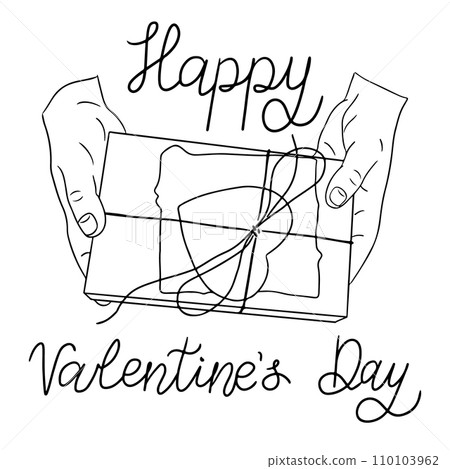 Contour doodle lettering on St valentines day 110103962