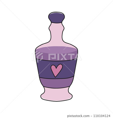 Magic bottle with love potion. Hand drawn love spell magic bottle. Vector illustration Magic bottle with love potion. Hand drawn love spell magic bottle. Vector illustration 110104124