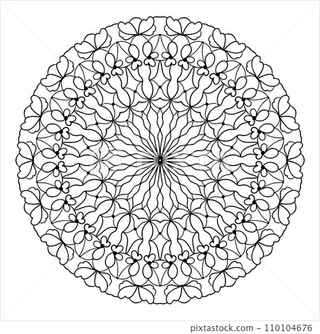 Mandala decorative element. Round pattern. Doodle elegant vector illustration. Coloring book page. 110104676