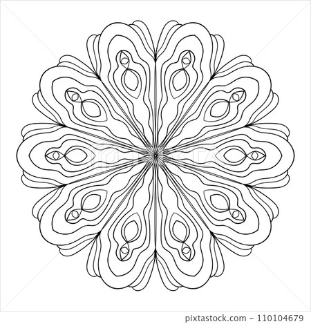 Mandala decorative element. Round pattern. Doodle elegant vector illustration. Coloring book page. 110104679