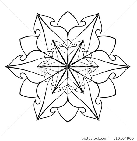 Mandala decorative element. Round pattern. Doodle elegant vector illustration. Coloring book page. 110104900