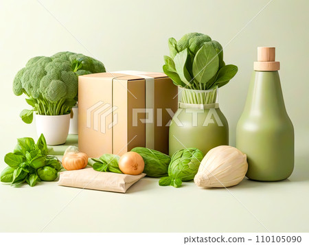 Organic products in cardboard box. 110105090