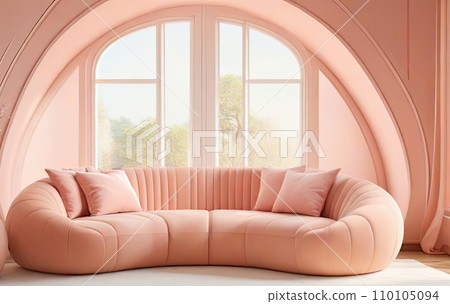 Colorful living room interior with a cozy sofa and house plants. Colorful living room interior with a cozy sofa and house plants. 110105094