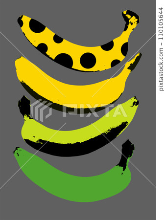 Fun illustration. Polka dot banana. Banana ripening stages. Perfectly suited for vibrant and fashionable t-shirt and hoodie prints. Pop art style. Fun illustration. Polka dot banana. Banana ripening stages. Perfectly suited for vibrant and fashionable t-shirt and hoodie prints. Pop art style. 110105644