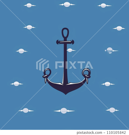 Seamless marine pattern with ship anchor 110105842