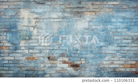 Old brick wall with damaged cracked plaster, grunge texture background 110106331