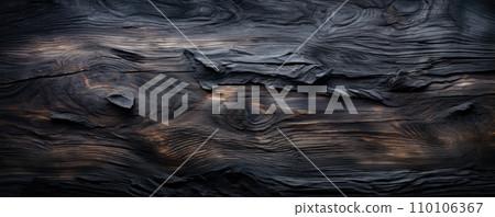 Burned wood texture background, banner with charred black timber. Abstract pattern of dark burnt scorched tree. Concept of charcoal, smoke, coal, grill, embers, fire, firewood Burned wood texture background, banner with charred black timber. Abstract pattern of dark burnt scorched tree. Concept of charcoal, smoke, coal, grill, embers, fire, firewood 110106367