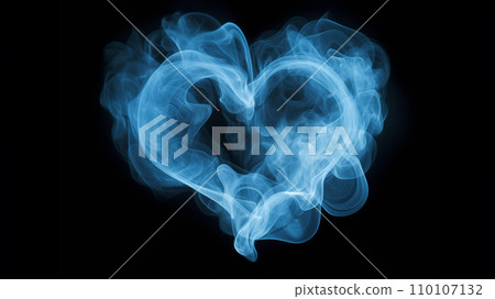 Swirling white blue smoke in heart shape, gracefully floating against dark background, visual metaphor for mystery and romance. Fleeting nature of love. Banner with copy space Swirling white blue smoke in heart shape, gracefully floating against dark background, visual metaphor for mystery and romance. Fleeting nature of love. Banner with copy space 110107132