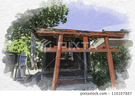 Watercolor style Obama Jokoji Temple Inari Daimyojin Obama City, Fukui Prefecture 110107887
