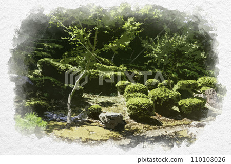 水彩風格小浜常光寺鐵水園小浜市福井縣 水彩風格小浜常光寺鐵水園小浜市福井縣 110108026