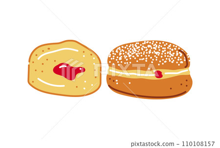 Berliner pastries or pancakes with marmalade.Vector illustration Berliner pastries or pancakes with marmalade.Vector illustration 110108157