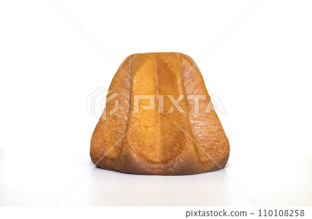 Isolated Baked Pandoro Cake on White Background, Traditional Italian Sponge Christmas Cake, Bakery. Delicious Holiday Pastry. Horizontal Plane 110108258