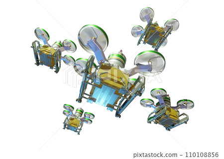 Drone delivery image (formation flight, white background) 110108856