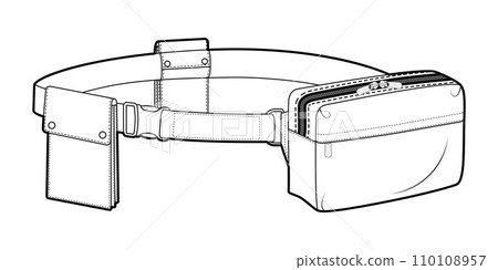 Multipurpose Belt Bag silhouette. Fashion accessory technical illustration. Vector satchel front 3-4 view for Men 110108957