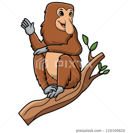 Cute proboscis monkey cartoon on white background Cute proboscis monkey cartoon on white background 110109820