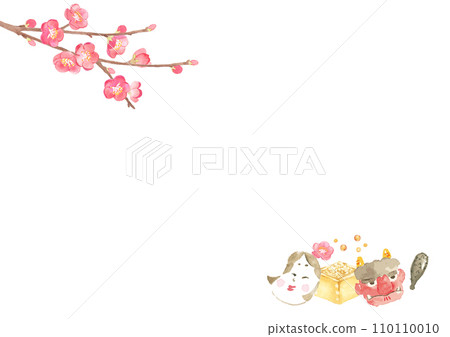 Plum and Setsubun background illustration 110110010