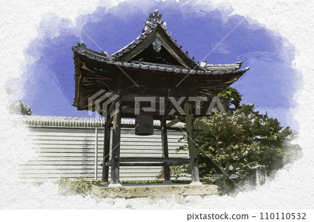 Watercolor style Obama Chogenji Bell Tower Obama City, Fukui Prefecture 110110532