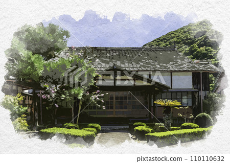 Watercolor style Obama Tokoji Temple Obama City, Fukui Prefecture 110110632