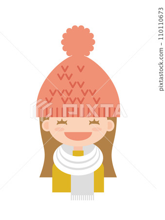 A smiling foreign girl in a pink knitted hat A smiling foreign girl in a pink knitted hat 110110673