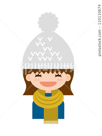 Girl in a gray knitted hat smiling Girl in a gray knitted hat smiling 110110674
