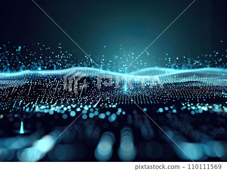 abstract futuristic digital landscape particles on circuit board abstract futuristic digital landscape particles on circuit board 110111569