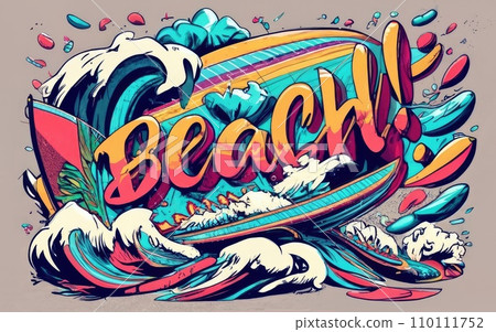 T shirt with beach text T shirt with beach text 110111752