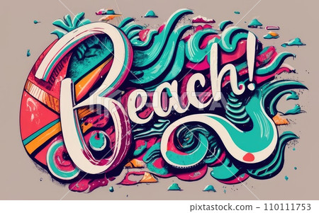 T shirt with beach text  110111753